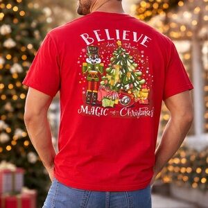 Buc-Ees Mens 3X Red Christmas Holiday Short Sleeve T-Shirt